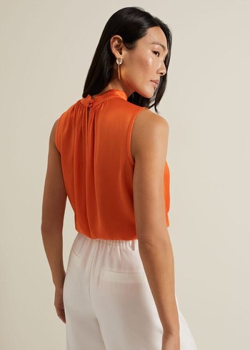 Phase Eight Lizza Orange High Neck Shirts Orange USA | 8976540-XI